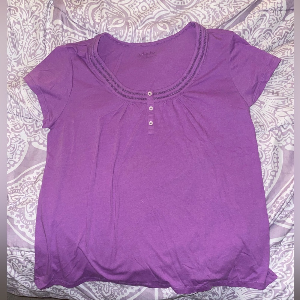 Croft & Barrow purple scoop neck pajama top size medium